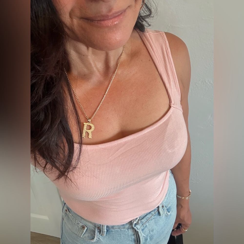 Women's Pink Square Neck Tank Top